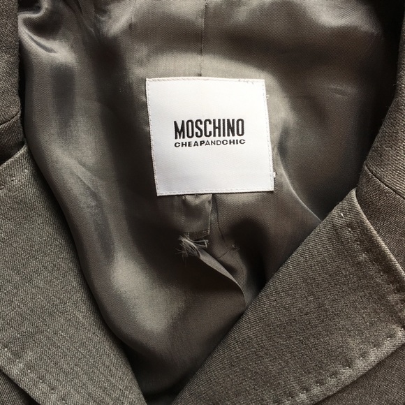 MOSCHINO cheap & chic label unique gray fitted wool blazer SZ 6 - Picture 4 of 8